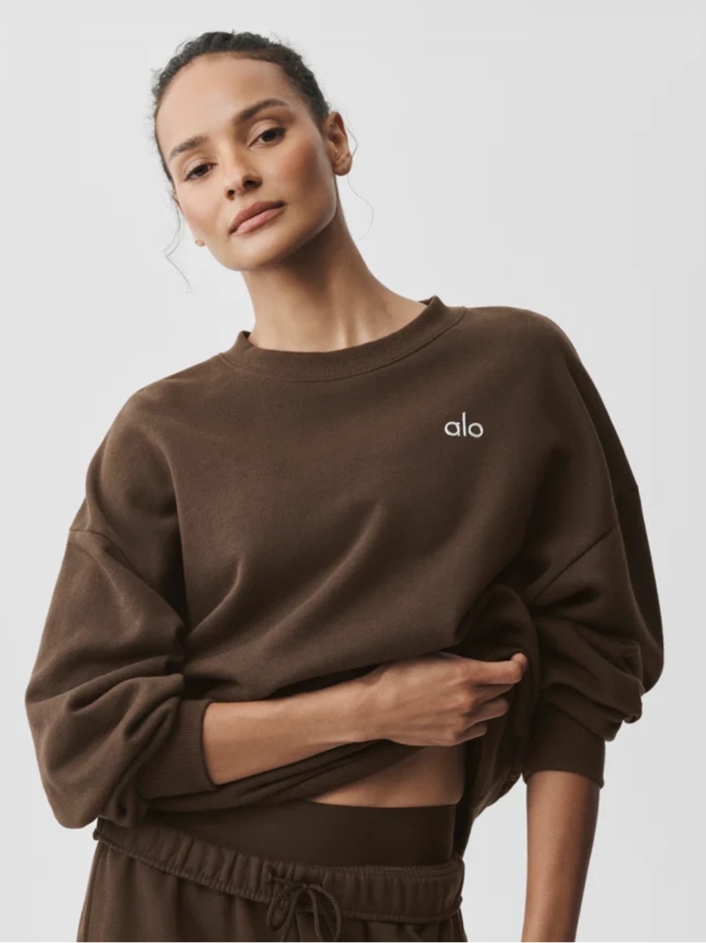 Alo Yoga Accolade Crew Neck Pullover - Espresso Brown Size XL